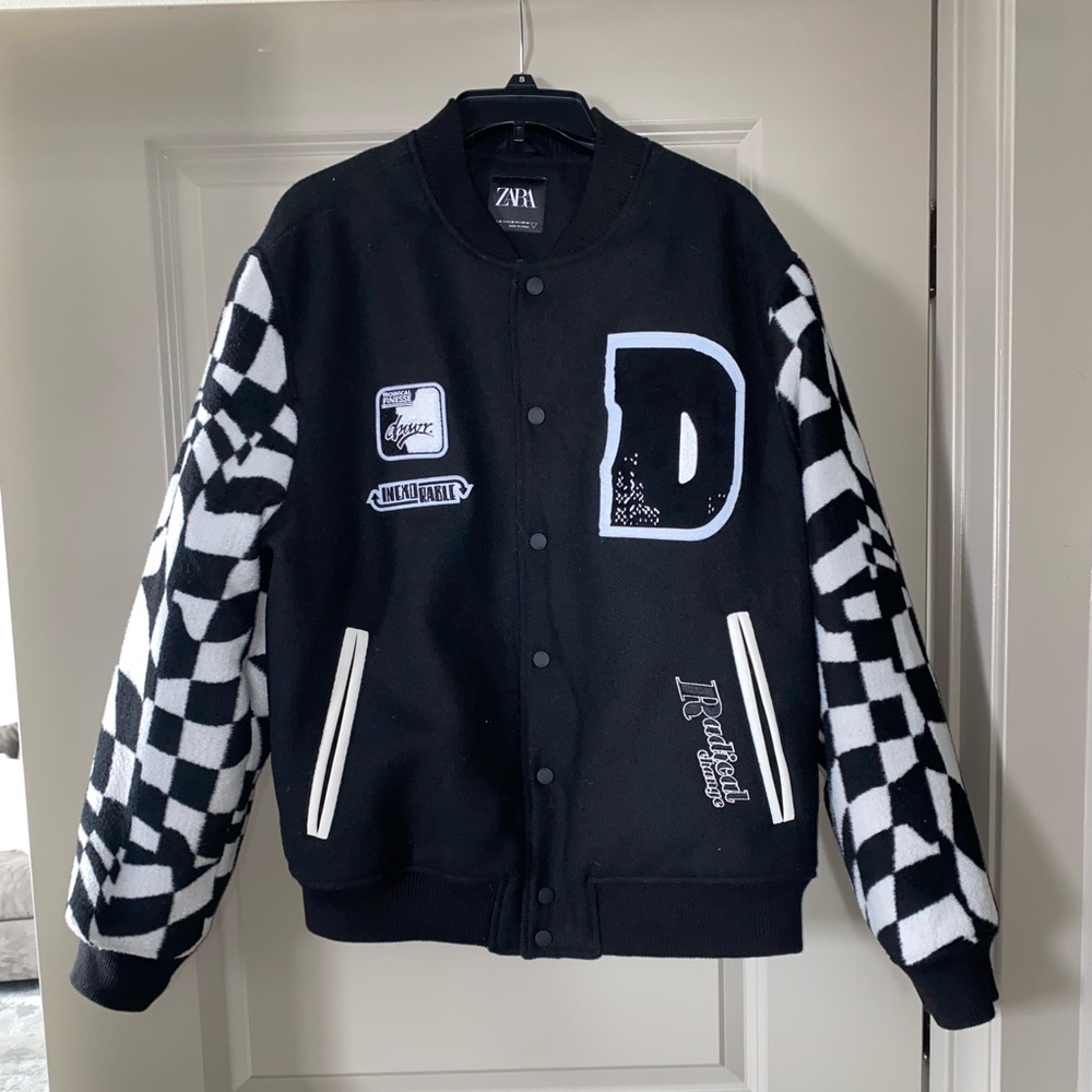 Zara checkered bomber jacket
